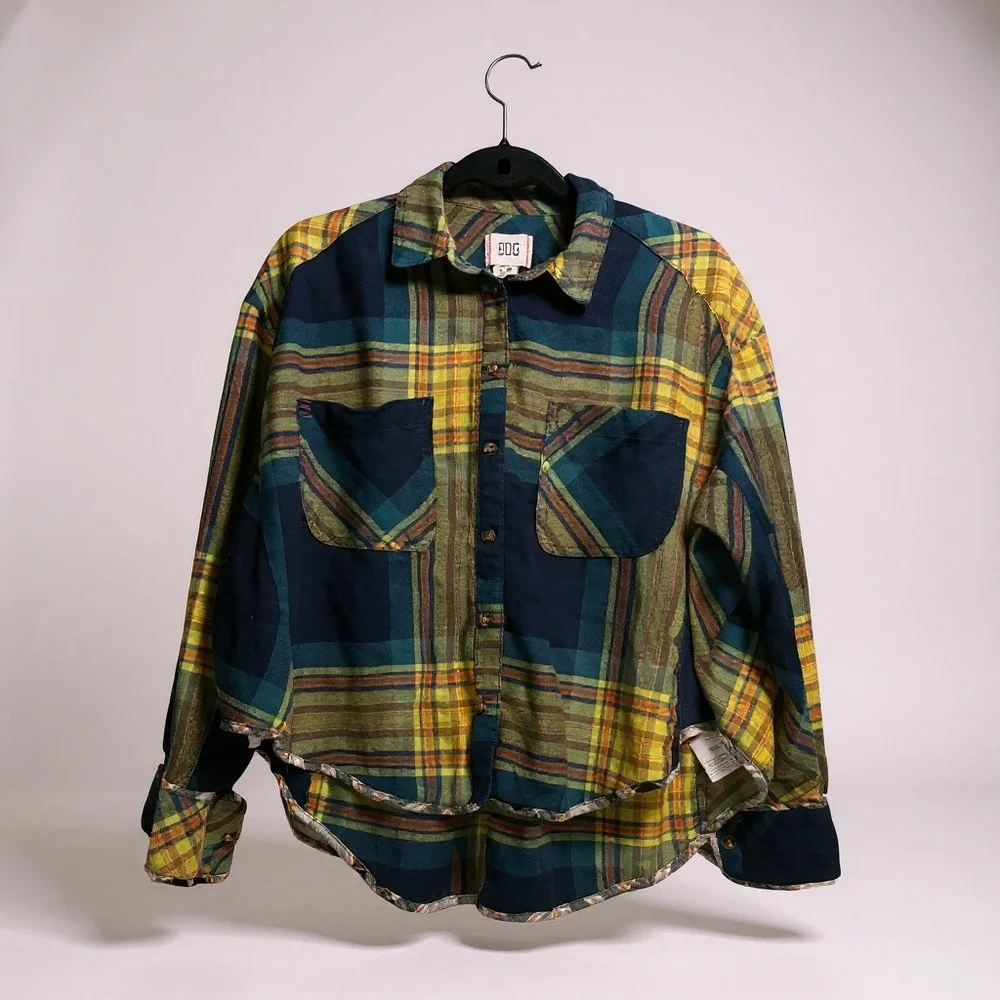 BDG Plaid Button Down Shirt Oversized Long Sleeve Casual Top Women M - Picture 1 of 8